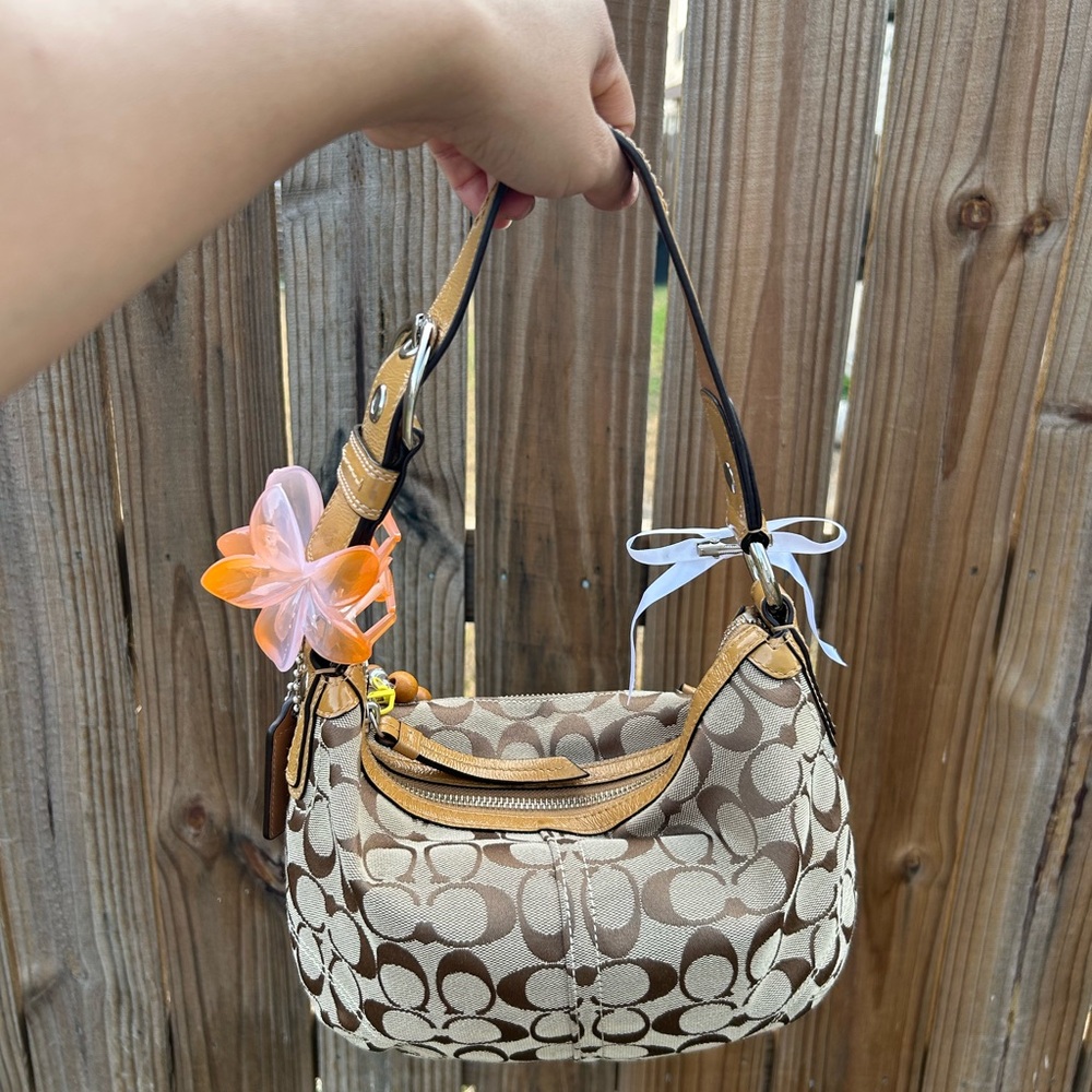 Coach Jacquard Half Moon Hobo Shoulder Bag Vintage Y2K - Picture 4 of 8